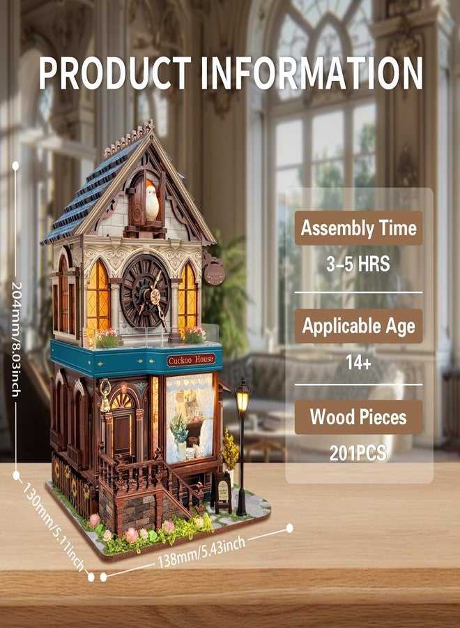 STRUCWOOD 3D Wooden Puzzles - Miniature Cuckoo Clock House Kit, DIY Wooden Building Set for Adults and Teens, Mini Model Kit with 3-Mode Touch Switch - Cuckoo House (SQ-61) - Image 5